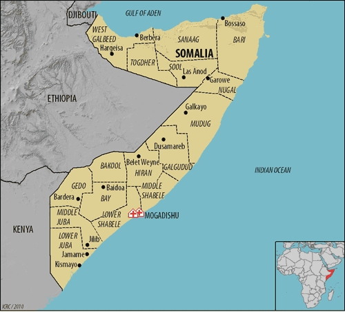 physique carte du somalie